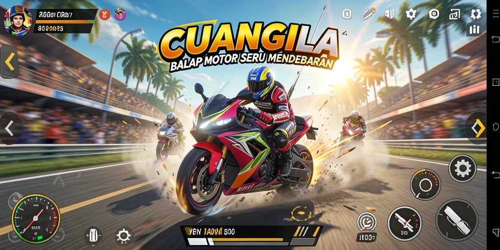 Screenshot CUANGILA menampilkan aksi balap motor yang intens dan menarik.