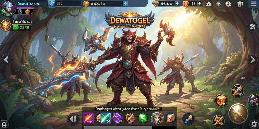 Tampilan gameplay DEWATOGEL menampilkan pertarungan epik antar pemain dalam dunia MMORPG.