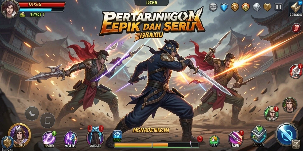 Tampilan gameplay <strong>IDX66</strong> yang menegangkan dan penuh aksi pertarungan.
