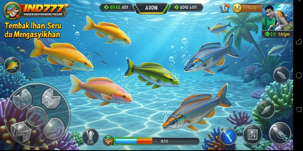 Screenshot gameplay IND777 menampilkan aksi menembak ikan yang seru dan menantang.