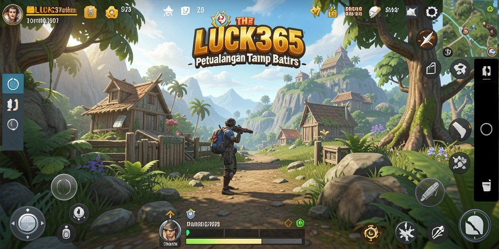 Tangkapan layar LUCK365 menampilkan karakter menjelajahi dunia terbuka dengan pemandangan yang menakjubkan.