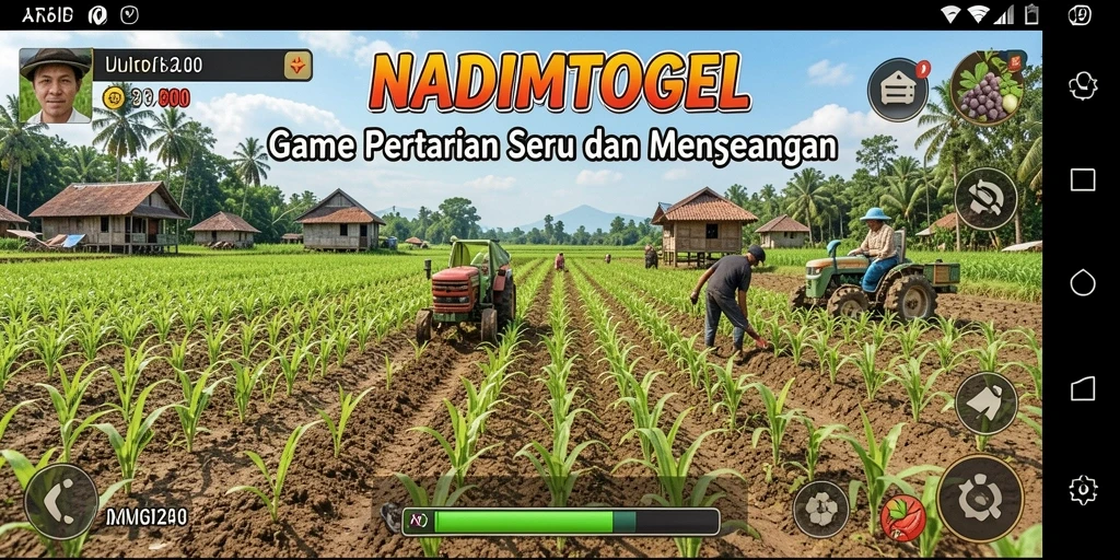 Screenshot utama NADIMTOGEL menunjukkan gameplay bertani yang seru.