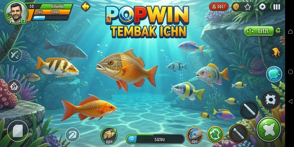 Screenshot gameplay POPWIN menampilkan aksi seru Tembak Ikan.