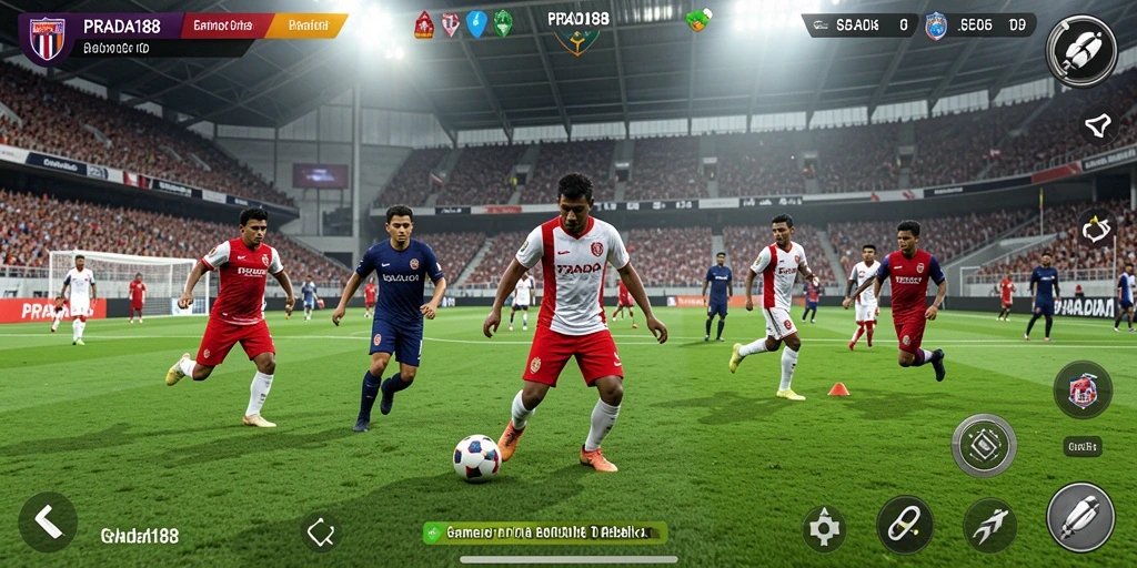 Tampilan gameplay sepak bola yang seru dan kompetitif.