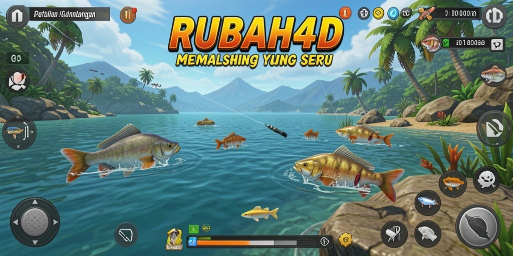 Menampilkan aksi memancing seru di RUBAH4D dengan berbagai ikan unik.