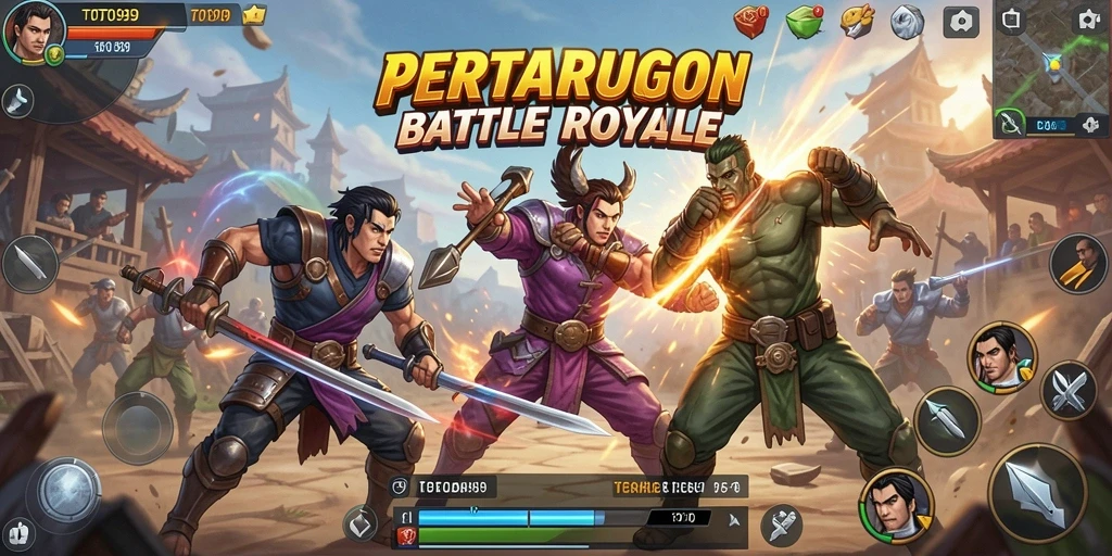 Screenshot gameplay TOTO99 menampilkan pertarungan Battle Royale yang seru.