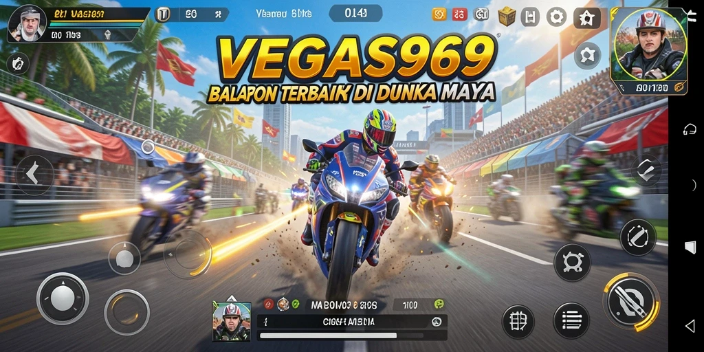 Tampilan gameplay balapan motor yang mendebarkan dan penuh aksi.