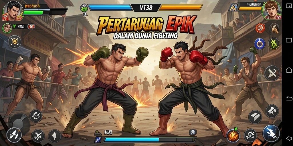 Tangkapan layar utama gameplay VT38 dengan aksi pertarungan yang intens.