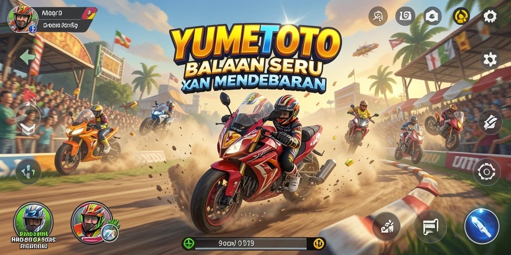 Tangkapan layar gameplay YUMETOTO yang memukau dan penuh aksi balapan.